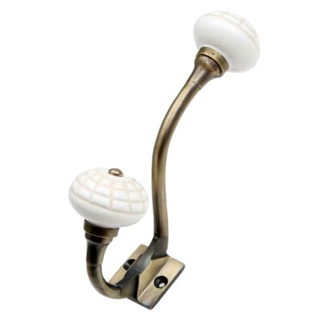 White Spider Net Etched Ceramic Antique Iron Hook